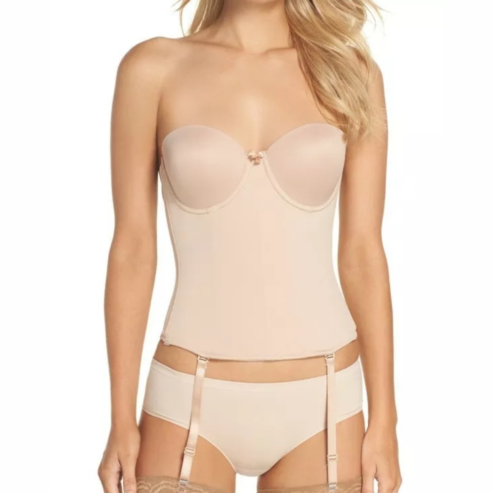 VA BIEN Ultra-Lift Low Back Bustier, Nude, 38C